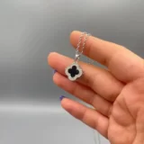 🍀 گردنبند ونکلیف مشکی طرح شبدر 🍀