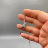 🐟 گردنبند استیل طرح ماهی با نگین صورتی ✨