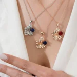 گردنبند گل با سنگ رنگی