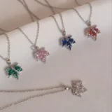 گردنبند استیل طرح برگ در رنگ های خاص و زیبا